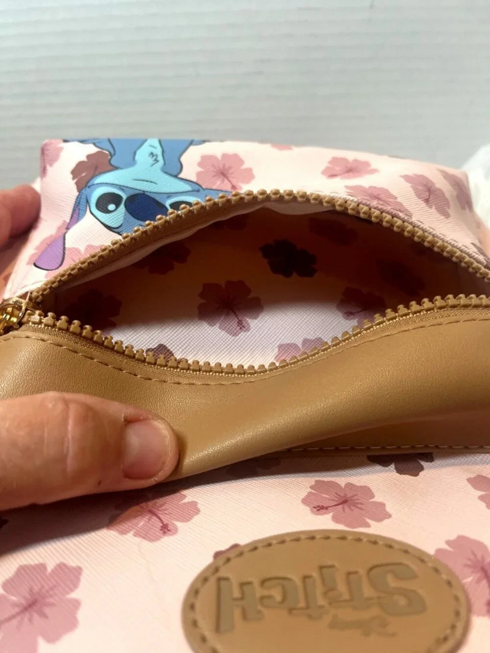 Disney Stitch Pink Mini Backpack With Floral Print & Front Pocket
